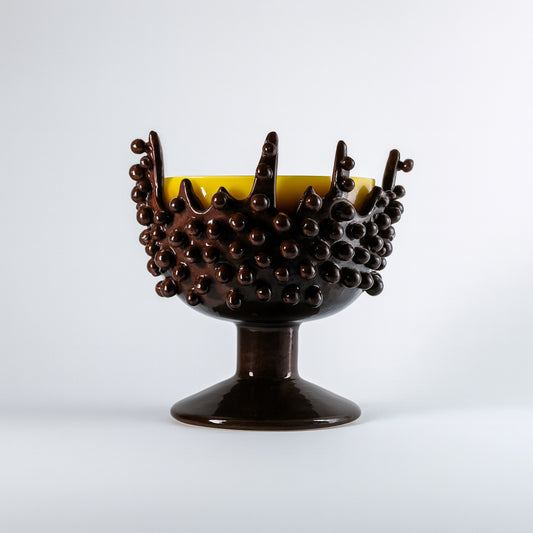 Porta candela Ricciocaprese Perles marrone in ceramica H14x12 cm