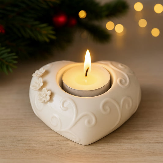Porta candela cuore in porcellana bianca 10 cm – Arthesiana – Le Favole Living

