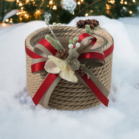 Porta candela in vetro per tea light con decoro natalizio – idea regalo elegante e decorazione per le feste


