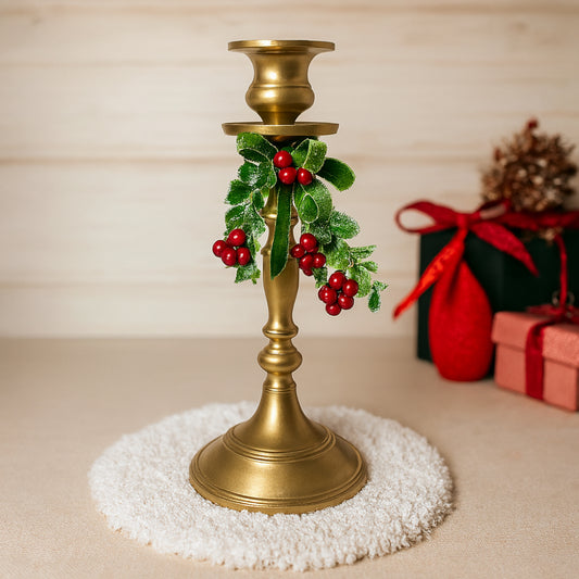 Porta candela natalizio Mascagni dorato – decorazione oro H 24x11 cm