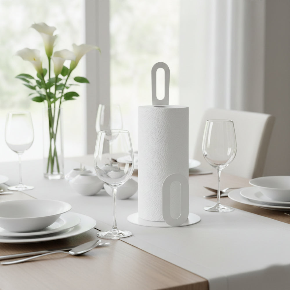 Porta rotoli scottex Negò in metallo bianco 31x14 cm design elegante