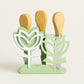 Denied Cheese Set Holder Tulips Metal Decorated Elegant 