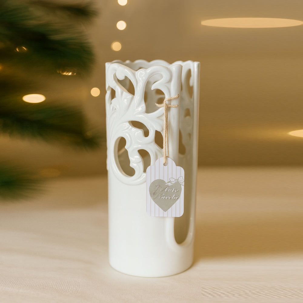 Portabicchieri in ceramica traforata Arte di Nacchi H 21×9 cm