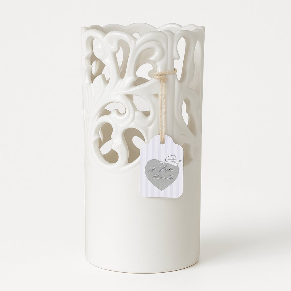 Portabicchieri in ceramica traforata Arte di Nacchi H 21×9 cm