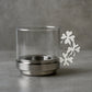 Portacandela Sambonet quadrifoglio vetro e acciaio inox H 12 cm elegante

