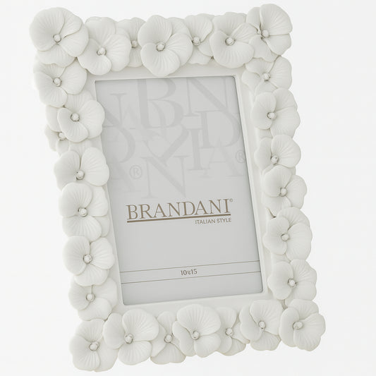Portafoto Brandani Primula bianco in ceramica elegante decorativo