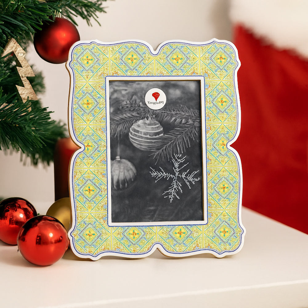 Portafoto Cuorematto in legno decorato Linea Mediterraneo 18×23 cm

