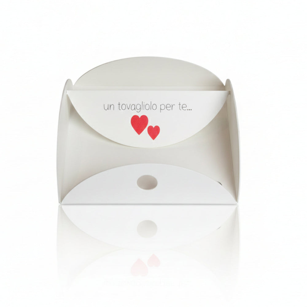 Portatovaglioli Negò in metallo con cuore frase decorativa 18x18x6 cm