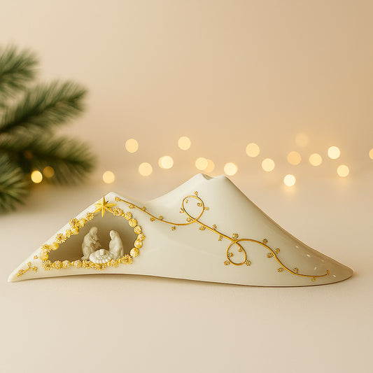 Presepe Sharon Vesuvio Brille con Sacra Famiglia in porcellana h 25 cm – decorazione natalizia Made in Italy