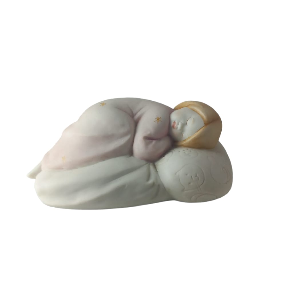 Principe Capodimonte Bambina su Cuscino 11x7,5xH5 Cm in Biscuit Rosa