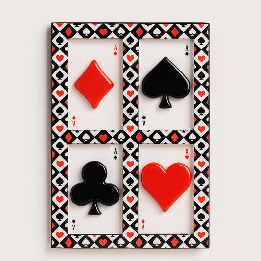 Quadretto Ilary Queen con tema poker in ceramica decorata 19x29 cm