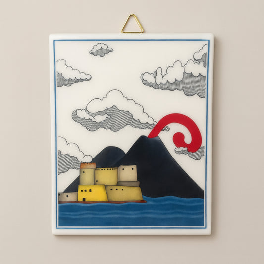Quadretto cartolina Napoli Terre di Scirocco ceramica 18 cm

