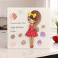 Quadretto legno Negò con bambolina Dolls e tag 25x25 cm Made in Italy