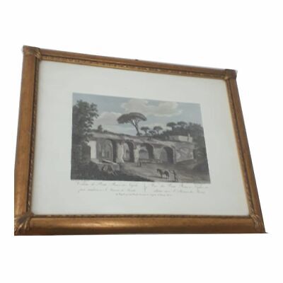 Quadro Stampa Napoli I Ponti Rossi Acquerello Cornice Oro 45x36cm Naples 