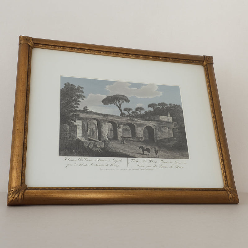 Quadro Stampa Napoli Ponti Rossi Oro 45x36 cm
