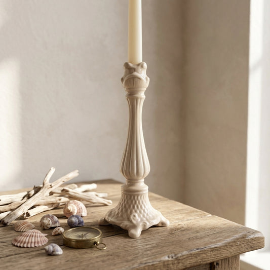 Rebirth Portacandele Ceramica Avorio Design Moderno H 26 cm
