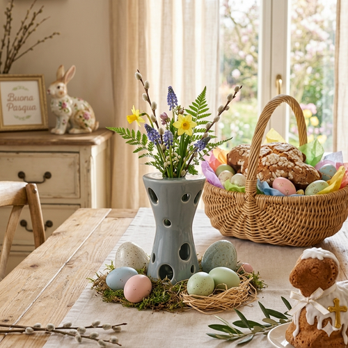 Riccio Caprese Porta Candele Clessidra Ceramica Avion H26x13 cm