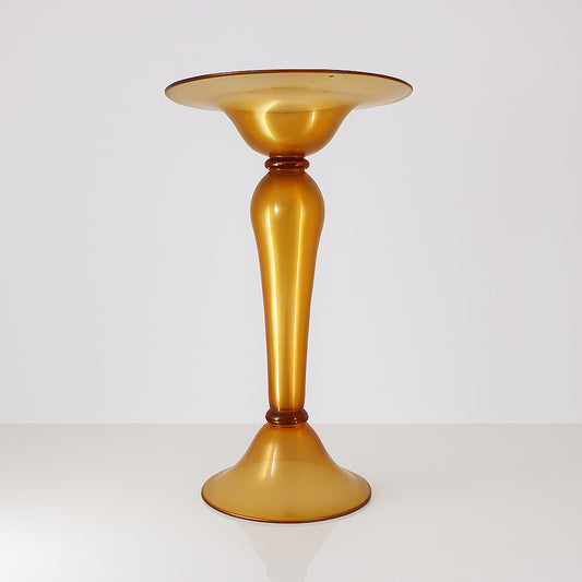 Rigatti Vaso Alzata Alta H.65 Cm Centro Tavola In Vetro Ambra Double Face