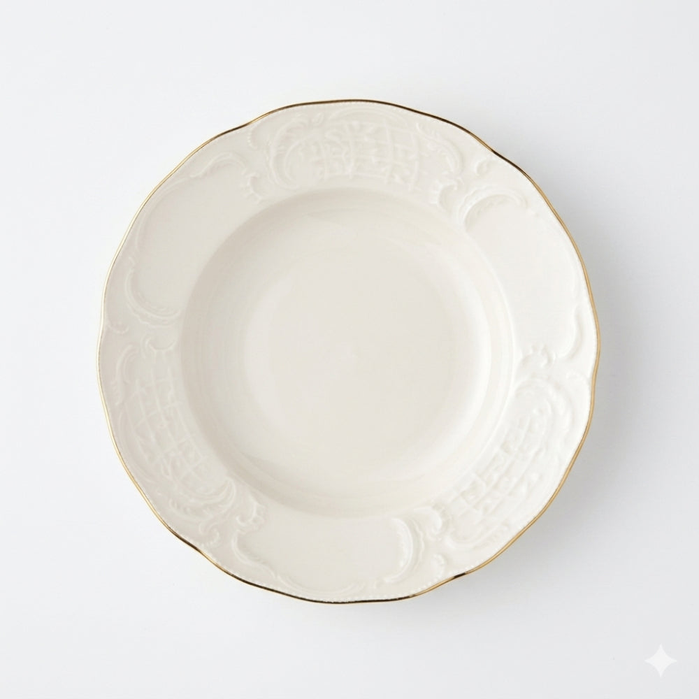 Rosenthal Piatto Fondo Porcellana Avorio Oro Sanssouci 23cm
