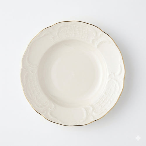 Rosenthal Piatto Fondo Porcellana Avorio Oro Sanssouci 23cm
