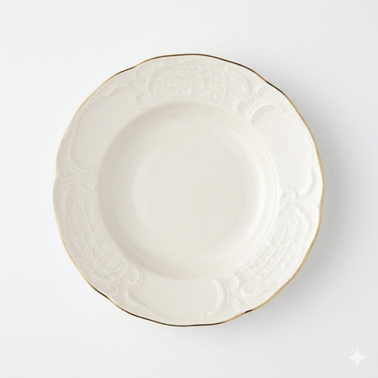 Rosenthal Piatto Fondo Porcellana Avorio Oro Sanssouci 23cm
