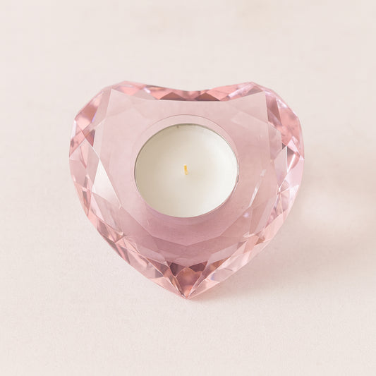 Rosenthal porta candele cuore cristallo rosa 10 cm Studio Line