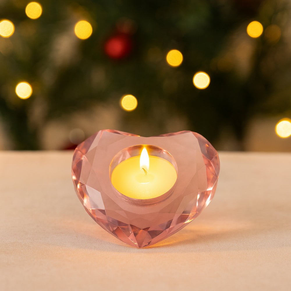 Rosenthal porta candele cuore cristallo rosa 10 cm Studio Line