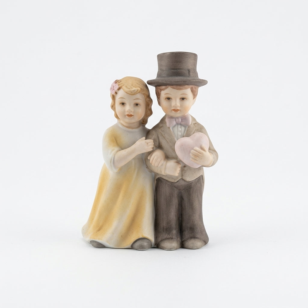 Royal Class coppia sposini in biscuit con cuore rosa 10x6 cm
