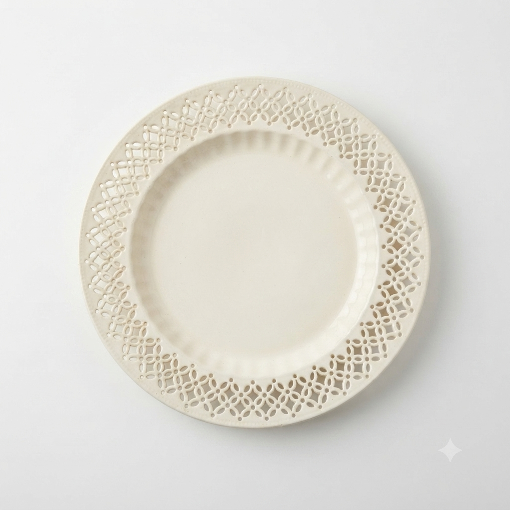 Royal Creamware Piatto da Collezione Traforato Avorio Ø 27,5 cm