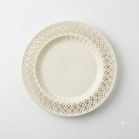 Royal Creamware Piatto da Collezione Traforato Avorio Ø 27,5 cm
