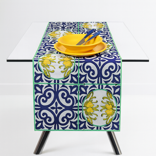 Runner Excelsa Amalfi con limoni in cotone 140x45 cm
