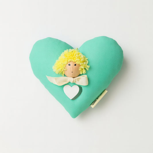 Sacchettino cuore in tessuto azzurro Petit Amour 13 cm per decorazione