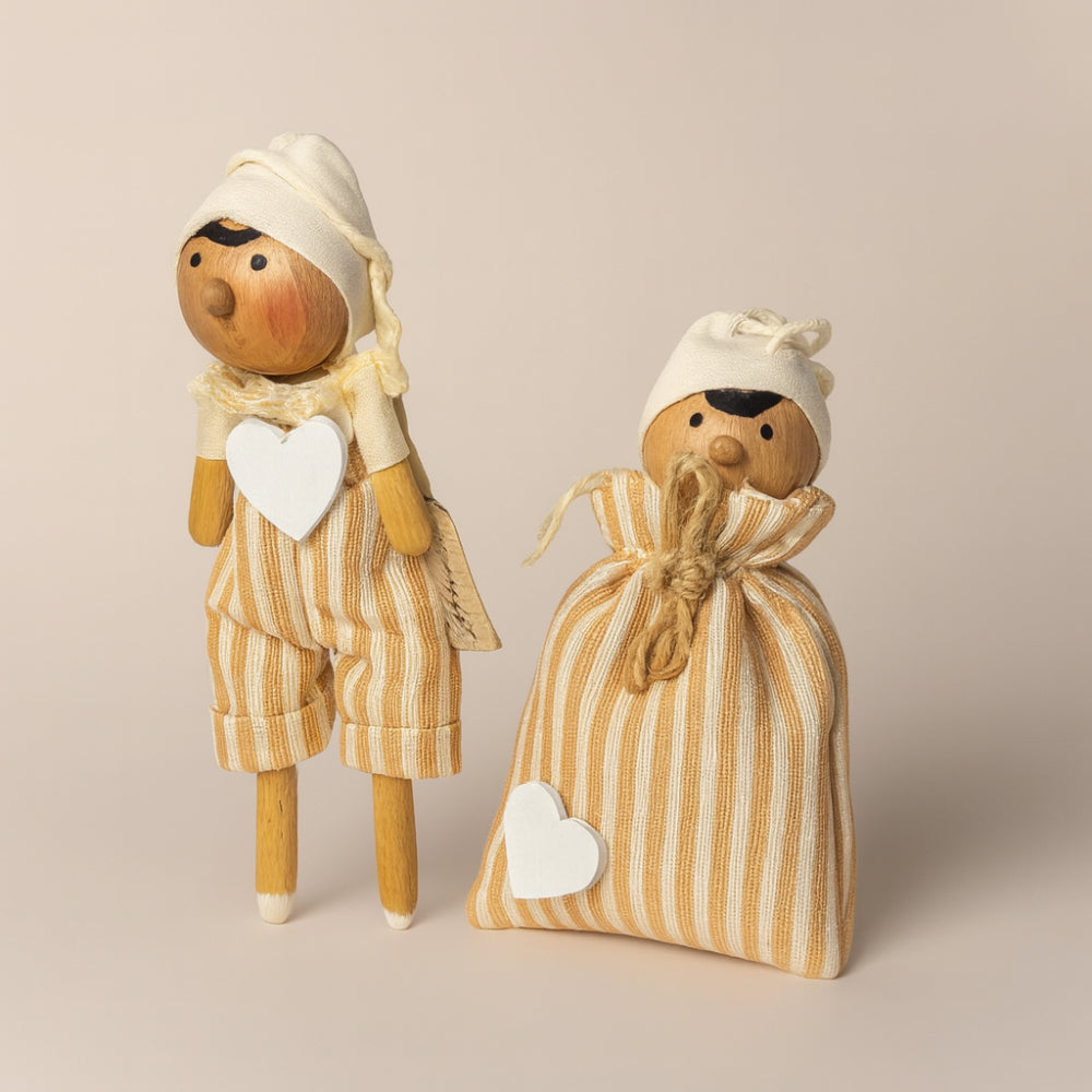 Sacchettino in cotone Petit Amour con Pinocchio decorativo 13 cm