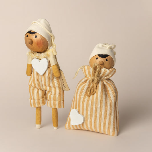 Sacchettino in cotone Petit Amour con Pinocchio decorativo 13 cm