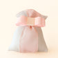 Sacchettino in organza satinata grigio rosa 12x9cm con fiocco