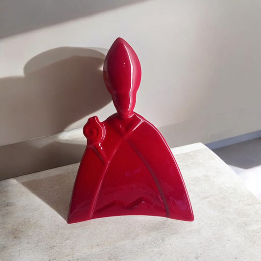 San Gennaro in porcellana Sharon rosso H.20x15 cm – Statua artistica Made in Italy