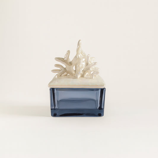 Scatola Ricciocaprese Coral bianca ceramica H10x7x7 cm

