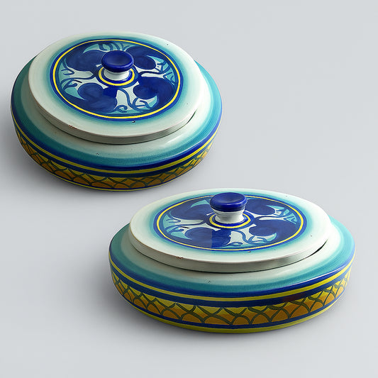Scatola Vietri Ø20xH7 cm con Decoro Maioliche Dipinto a Mano