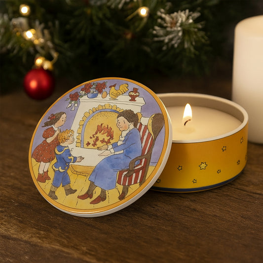 Scatola in porcellana Hutschenreuther con candela e decoro natalizio oro – diametro 9 cm