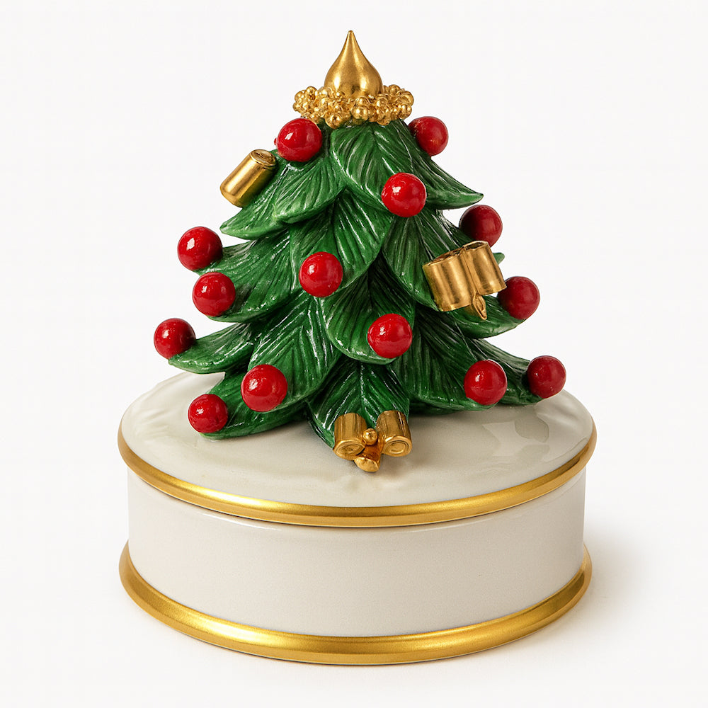 Scatola porcellana Capodimonte Majello con candela 10x9 cm