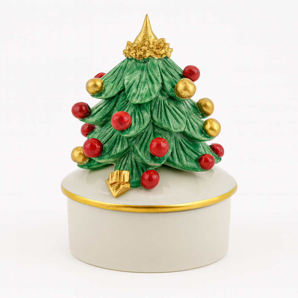 Scatola porcellana Capodimonte Majello con candela 9x7 cm