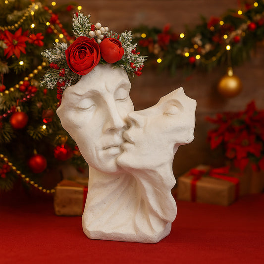 Scultura Bacio degli Innamorati Emmebi in ceramica 24x20 cm natale 