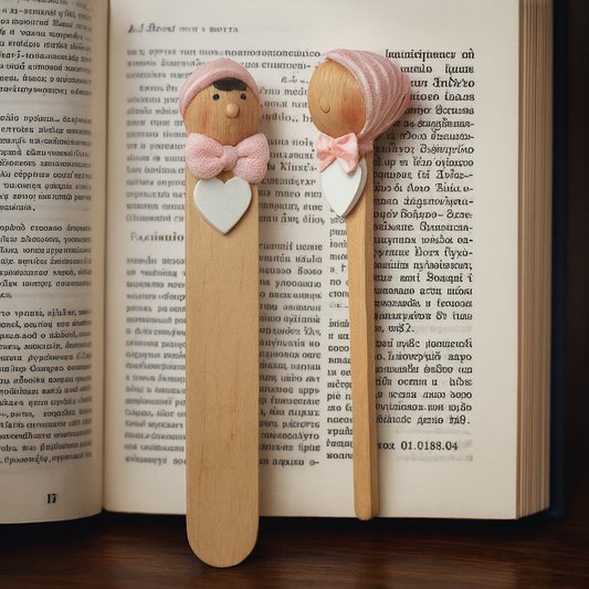 Segnalibro matita in legno rosa con Pinocchio Petit Amour 18 cm