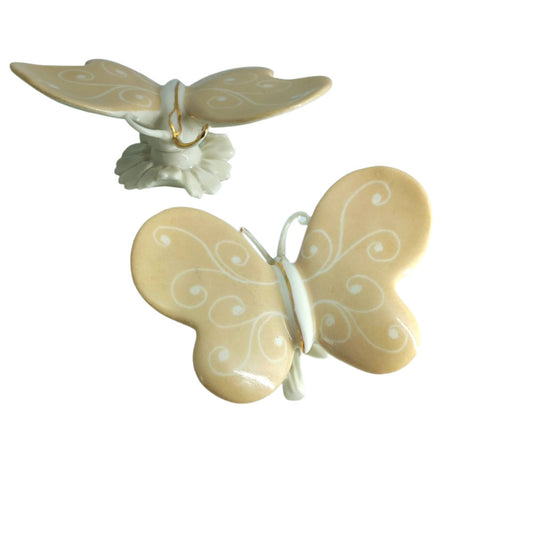 Ser Farfalla Decorativa in Porcellana di Capodimonte  - Primavera Spring H.5x10,5 Cm