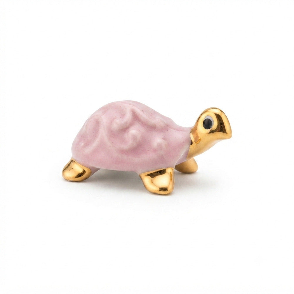 Ser Tartaruga Capodimonte Rosa e Oro da Collezione 4,5x2,5x2 cm