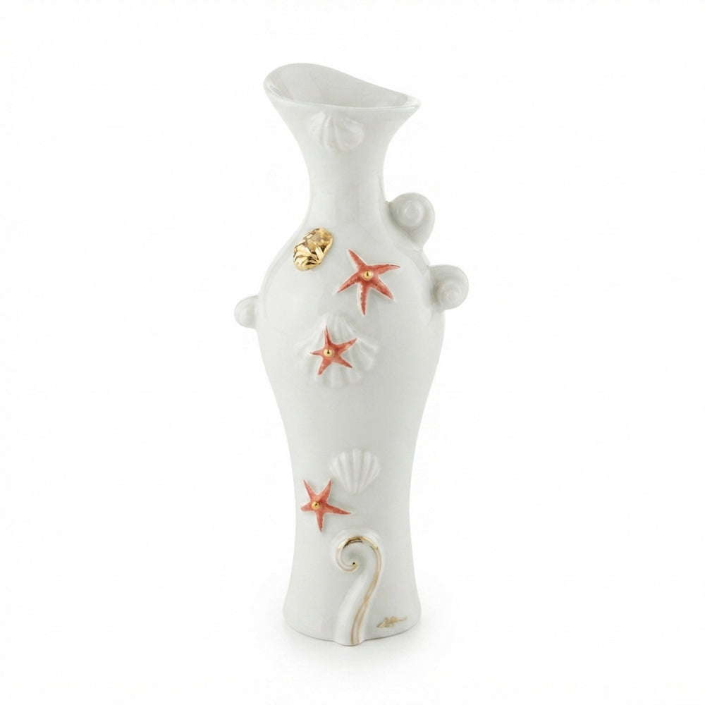 Ser Vaso Marino in Porcellana di Capodimonte 21x10 cm