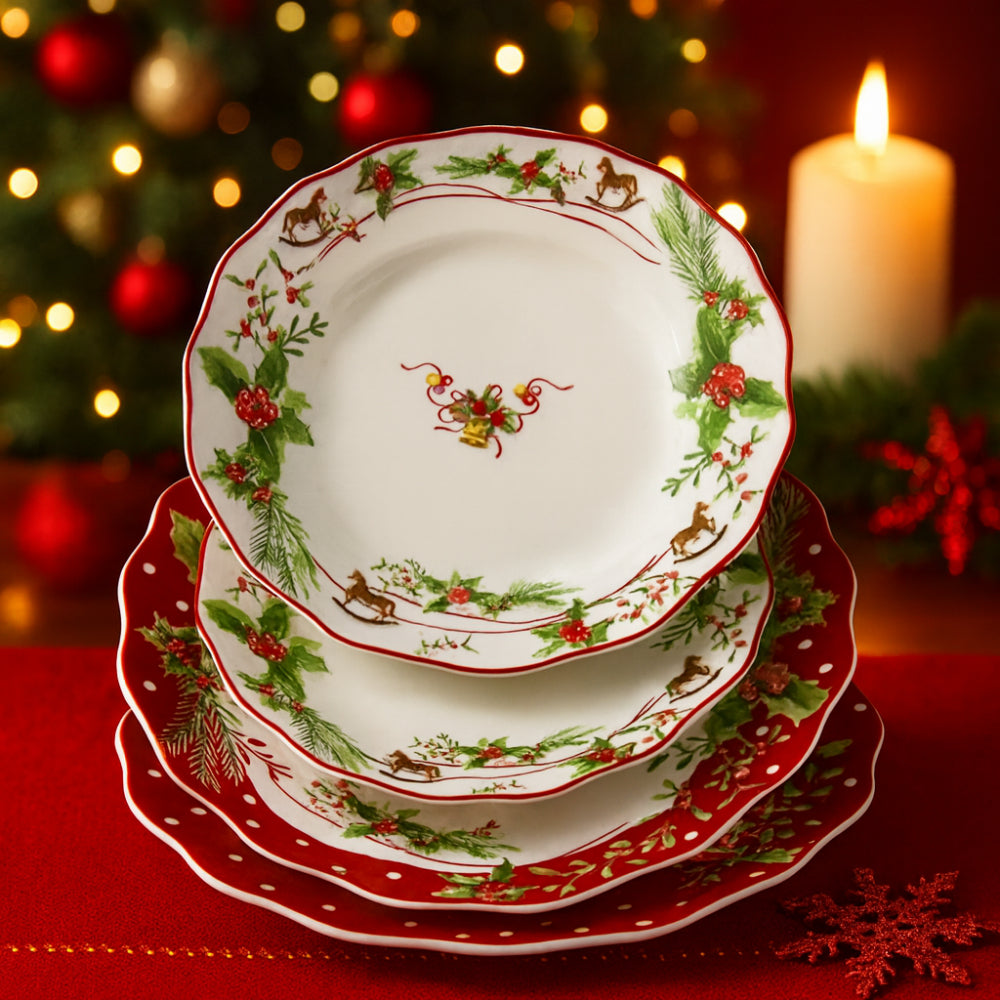 Servizio 18 piatti Royal Family Christmas Dream in porcellana natalizia