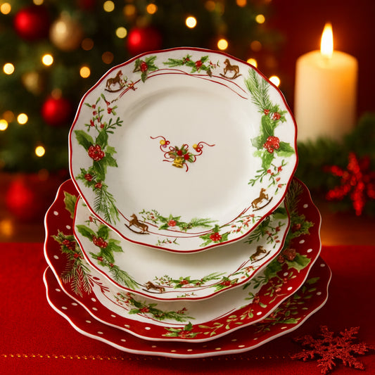 Servizio 18 piatti Royal Family Christmas Dream in porcellana natalizia