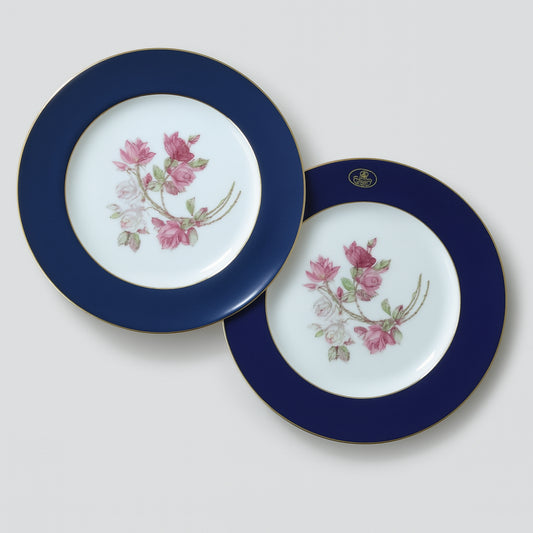 Set 2 Piatti Aynsley Blu Cobalto 21 cm – Porcellana fine Orchid Rose Made in England