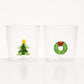 Set 2 bicchieri natalizi Babbomatto in borosilicato 9x8.5 cm eleganti e resistenti